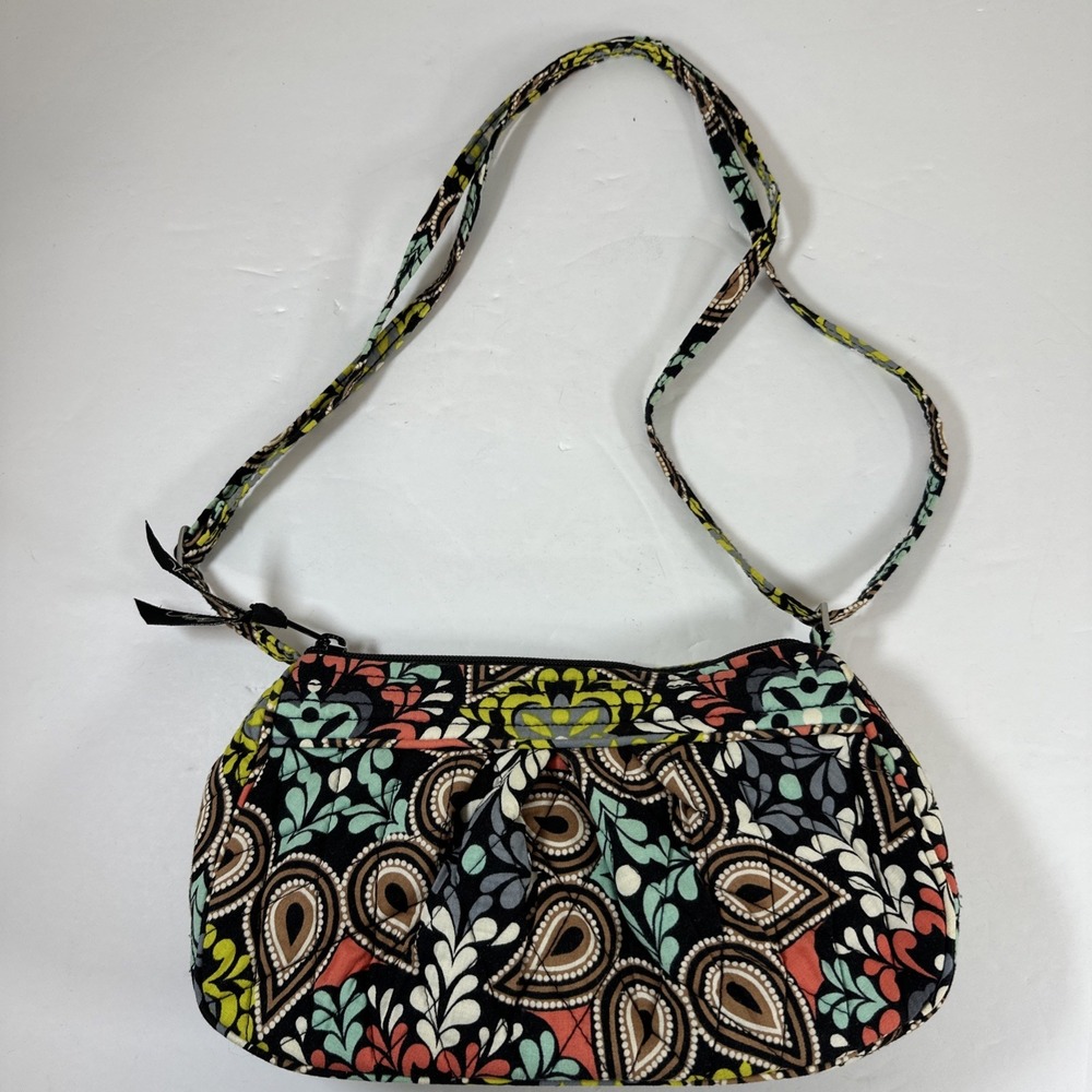 Vera Bradley Sierra Quilted‎ Cross-Body Bag Purse Black Brown Adjustable Strap